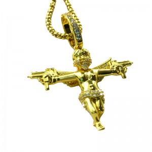 Collier pendentif d\'ange double canon uzi