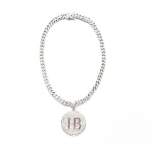 Pendentif de diamant gravé à la mode à la mode avec chaîne