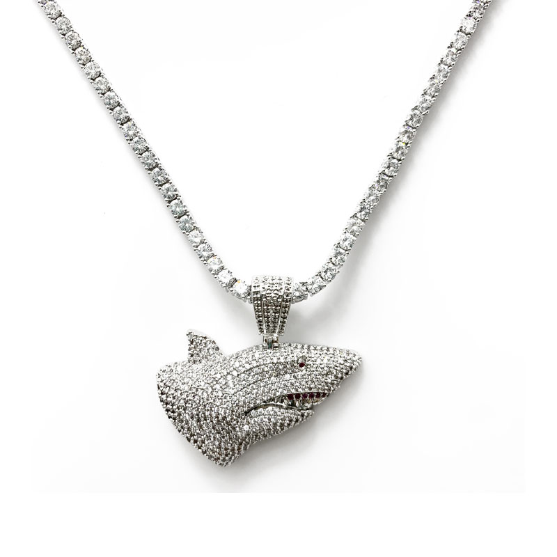 Mode de vente chaude bijoux de luxe Bijoux de diamant Shark Hip Hop Collier